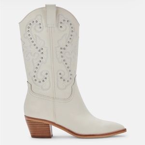 Dolce vita Sula white leather cowboy boots
